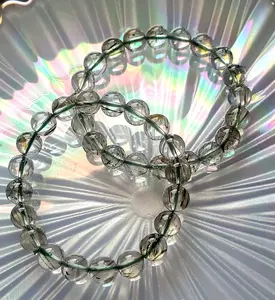 Green and Red Rutile Womens Natural Crystal Bracelets
