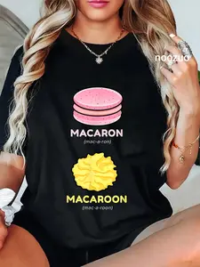100% Cotton Macaron Macaroon Macaron Lover T-Shirt Casual Graphic Printed Tee