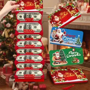 Christmas Money Greeting Cards Set, Santa Claus & Reindeer Design, Foldable Cash/gift Card Holder, Perfect for Christmas Parties, Fun Party Cards