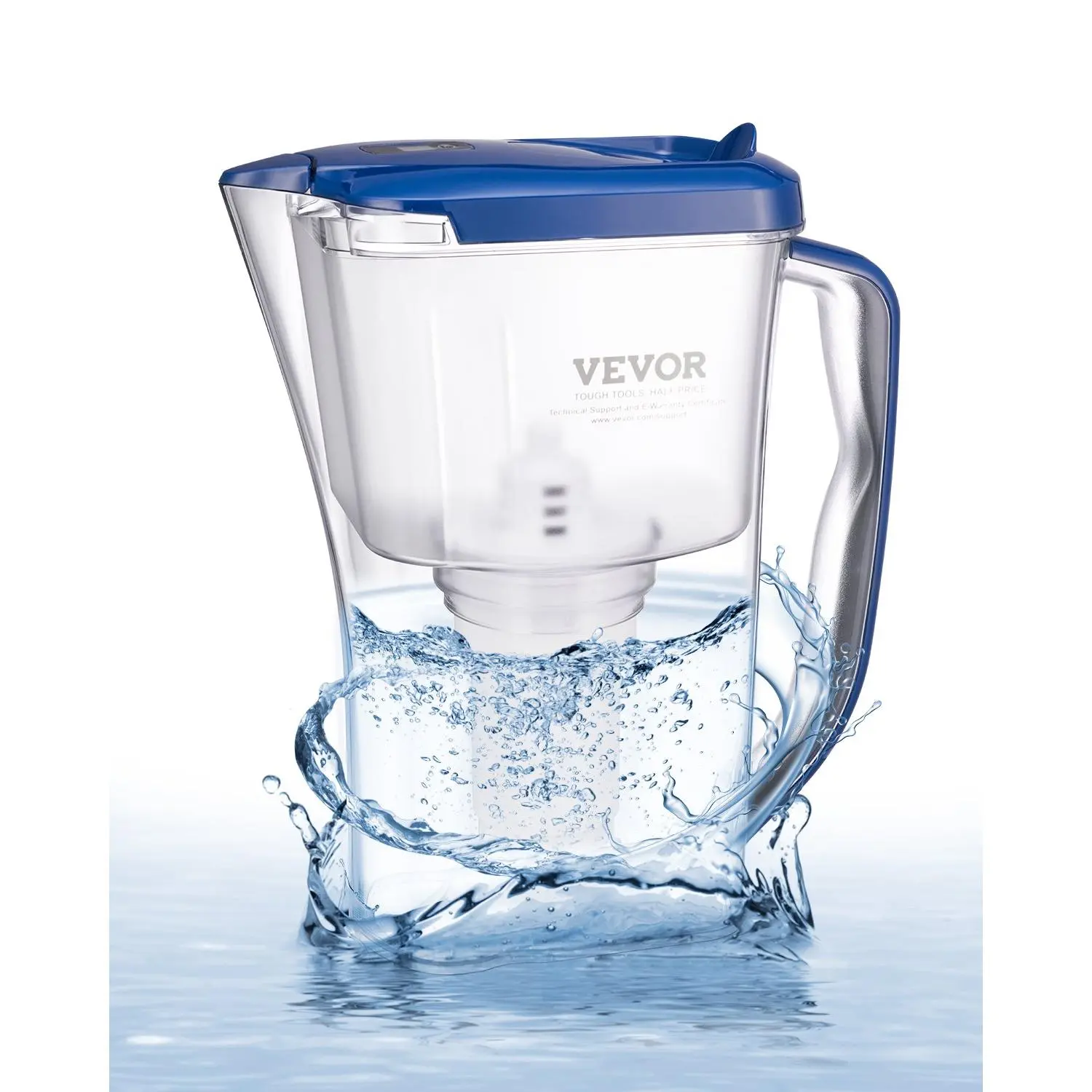 VEVOR Water Filter Pitcher, 9 Cup 5-stage Water Filter Dispenser, Fast Filtration System with Filter Change Indicator, No BPA, Lasts 3 Months or 40 Gallons, Reduces Limescale, Lead, Chlorine, OdorsSummervibes