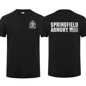 Springfield Armory Crossed Cannons T-shirt Bold Logo Design Comfortable Black Tee Perfect for Fans Classic American Style