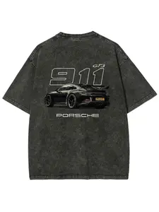 Retro "Porsche 911 GT3" Car Graphic Tee-Washed Streetwear Oversized T-Shirt, ,Clean Fit ,Meme Shirt,Graphic Washed Oversized Tees for Men & Women,Summer Round Neck Short Sleeve ,Sports Shirt,Workout T-shirt,Couple shirt