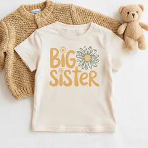 Big Sister Shirt, Daisy Boho New Big Sister Gift, Toddler Tee, Baby Announcement Tshirt, Retro Big Sis Flower Tee
