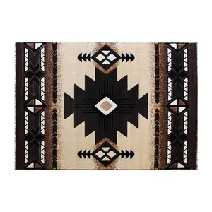 5' x 7' Brown Traditional Southwestern Area Rug - Olefin Fibers