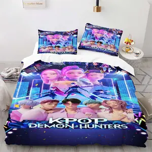 K-Pop Anime Duvet Cover Set, Includes 1 Duvet & 1-2 Coreless Pillowcase, Dazzling, Trendy Boy Band, Girl Group Image, Soft Breathable Fabric Bedding Sets, Perfect for Bedroom Decoration or Fans Gift