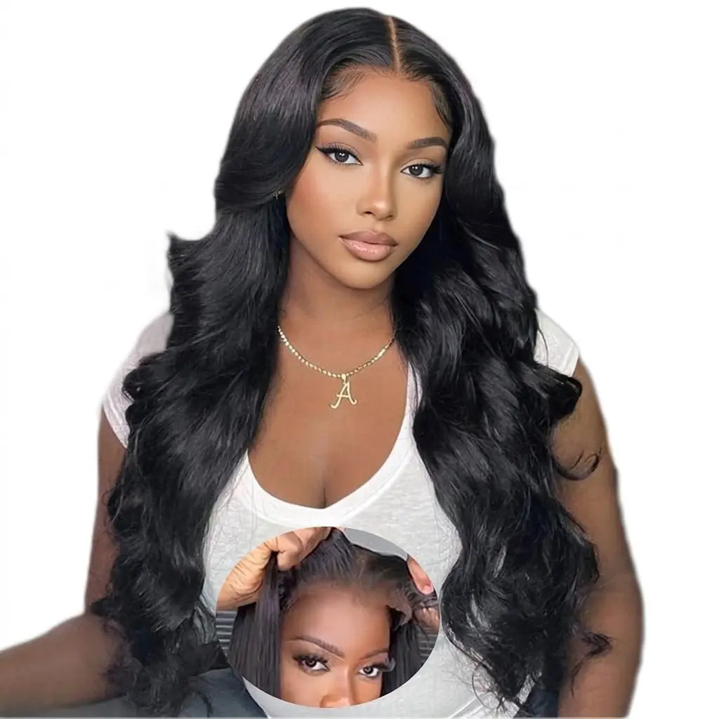 BLING HAIR Women's Black Human Hair Lace Closure Wigs - 180% Density Glueless Wigs, Pre-Plucked, Pre-Cut, Easy To Wear, 6x4/5x5/7x5/9x6 HD Lace, Heat Resistant, Ideal for Weddings, Banquets, Daily/Events