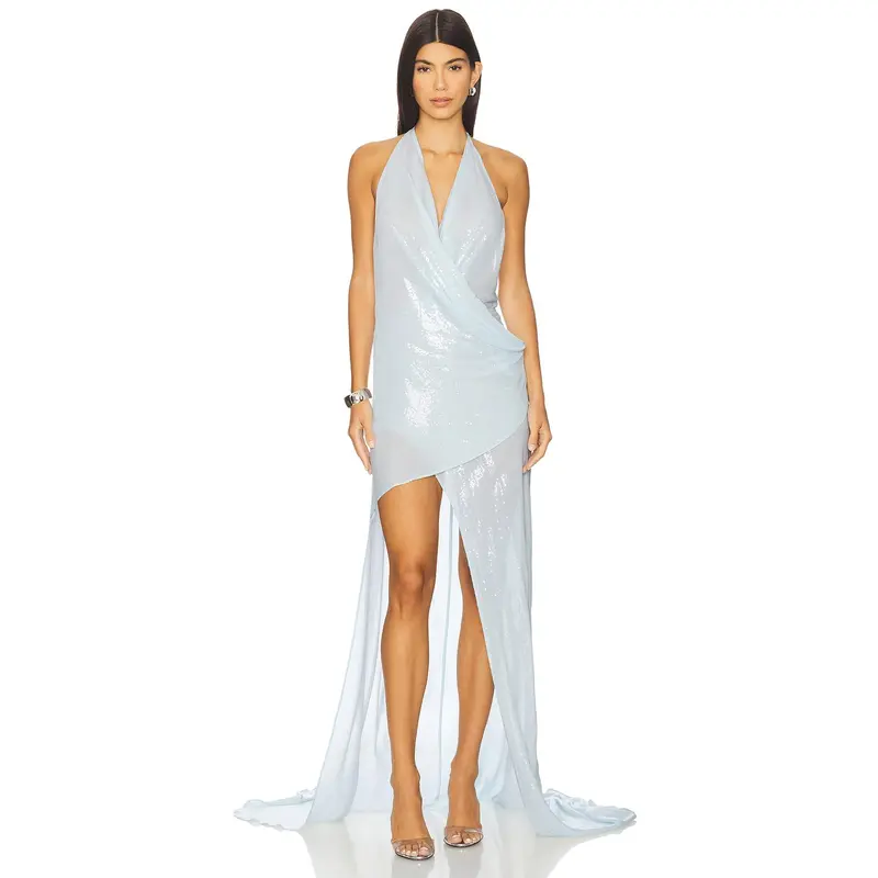 strapless blue and white dress Light Blue White Gradient Tulle Tiered Fashion High Low Strapless A-line  Prom Dresses, CP1108