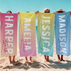 1 piece of personalized colorful beach towel, customizable with name, modern style, ultra-fine fibers, high absorbency, multi-purpose summer bath towel, suitable for yoga, swimming, fitness, camping, etc.Best gift for various festivals.