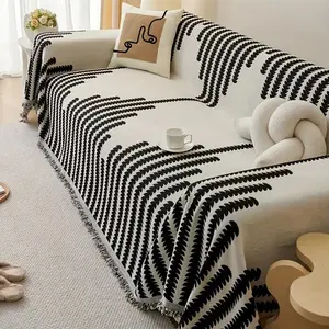 Striped Pattern Sofa Cover, 1 Count Soft Comfortable Sofa Towel, Sofa Protector for Home Living Room Bedroom, Home Decor