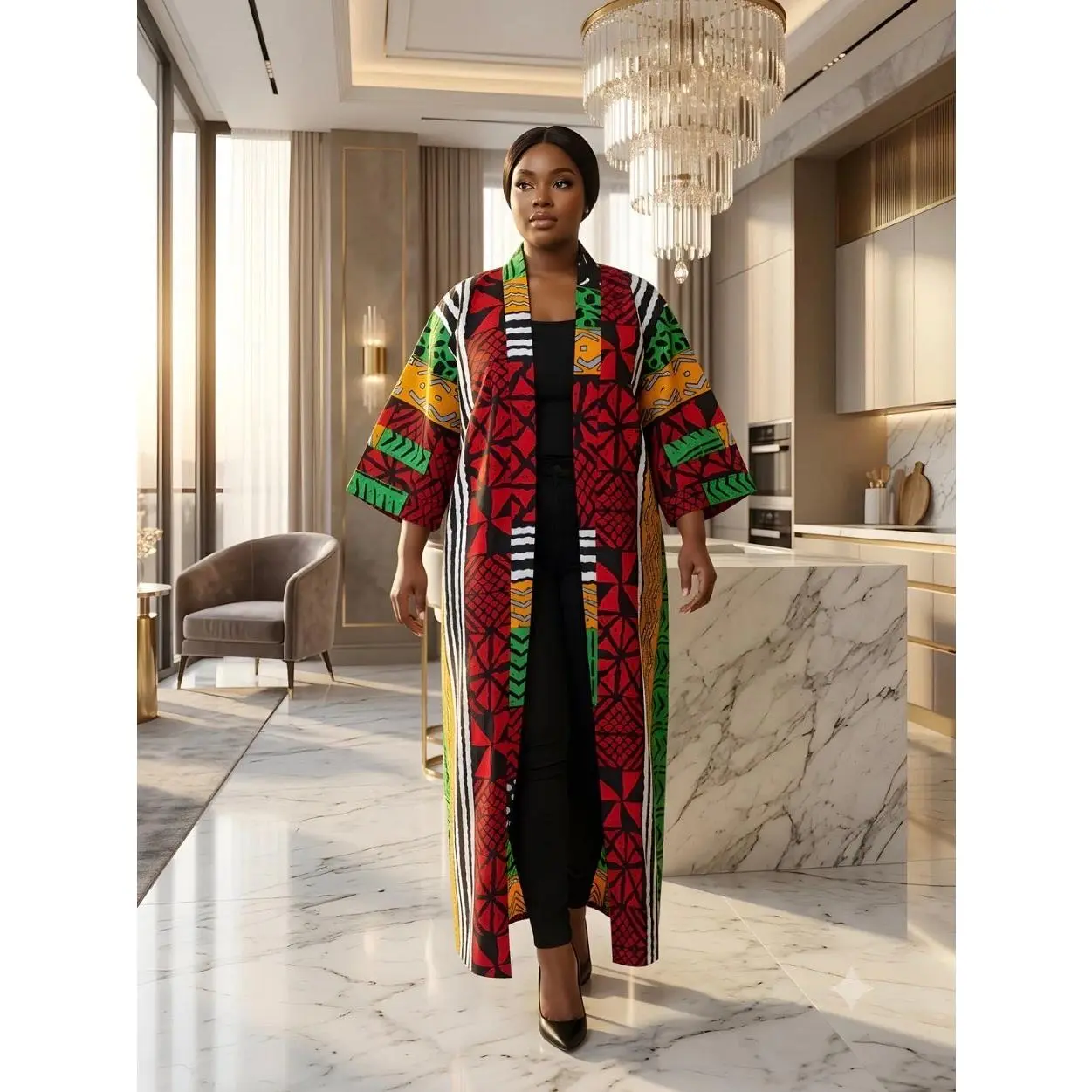 African Inspired Long Kimono | Robe | Duster | Y
