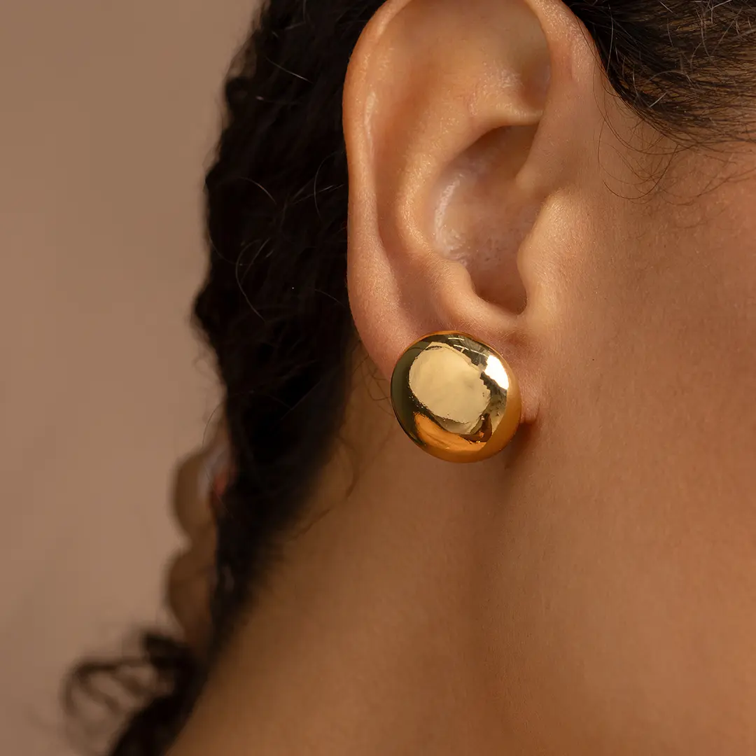 Bold Dome Stud Earrings – 18K Gold Plated Minimalist Earrings