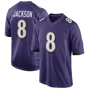 Baltimore Jackson 8 Black/Purple/White Football Player Game Jerseys, Stitched Sports T-shirts Top for Men Women Youth Boys Girls