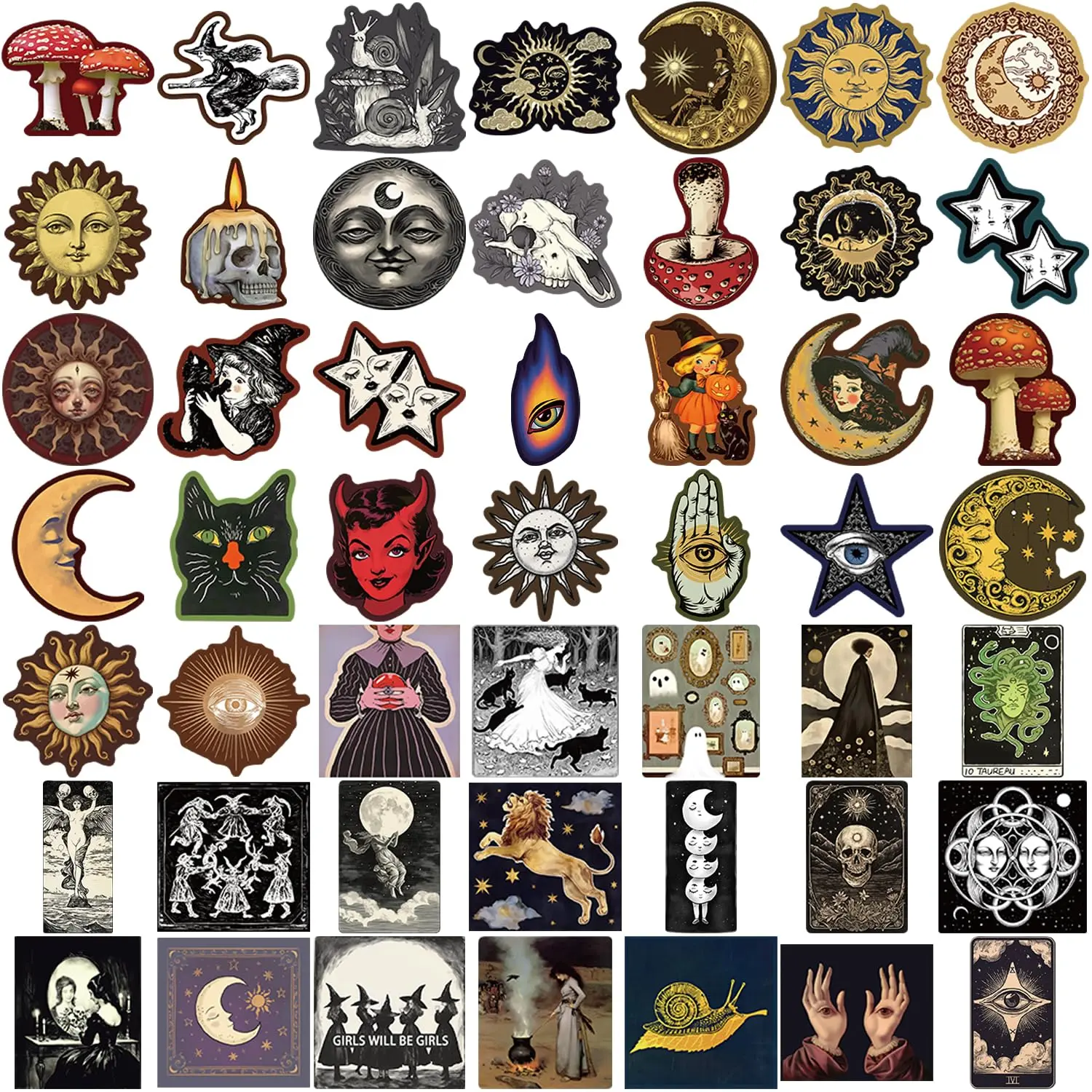 50Pcs Mysterious Celestial Stickers Pack, Graffiti Anime Waterproof Decals for Adults | Decor for Laptop, Kindle, Journal, Water Bottle, Skateboard & Suitcase