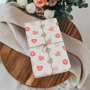 Hearts & Donuts Wrapping Paper - Cute Loved Themed Confection Gift Wrapping Paper with Hearts, Donuts, and Sprinkle Design