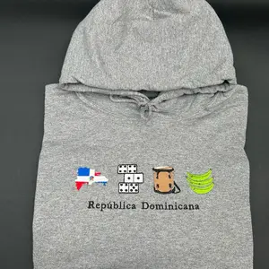 República Dominicana Embroidered Hoodie Outline of Country Flag