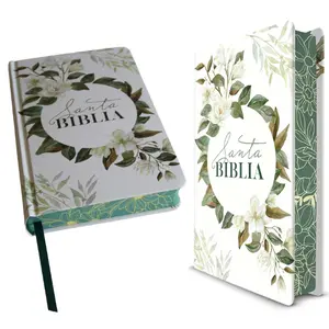 Biblia RVR 1960 letra grande tamaño manual, tapa dura con flores blancas y cantos pintados / Spanish Bible RVR 1960 Handy Size white flowers sprayed edges (Spanish Edition) Hardcover