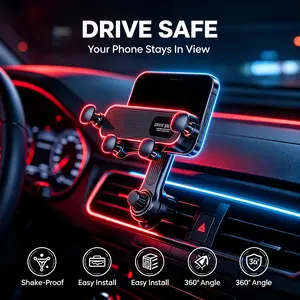 Universal Car Air Vent Phone Holder With Stretch Extension Rod Design, Anti-Shake Gravity Lock System Prevents Your Phone From Falling Off On Bumpy Rough Roads