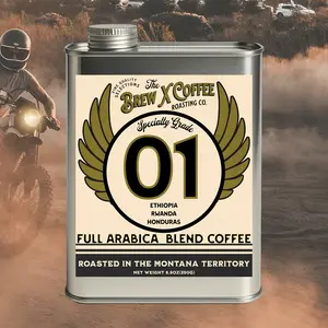 The Brew X Coffee Roasting Co. Natural Process Coffee Blend 01 Ethiopia Rwanda Honduras Full Arabica Blend Roasted in Montana Territory