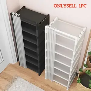 8-Tier Shoe Rack with Curtain, Metal, Portable, Easy Assembly, Corner Organizer, Ideal for Sports Shoes, High Heels, Boots, Home Entry, Living Room Storage