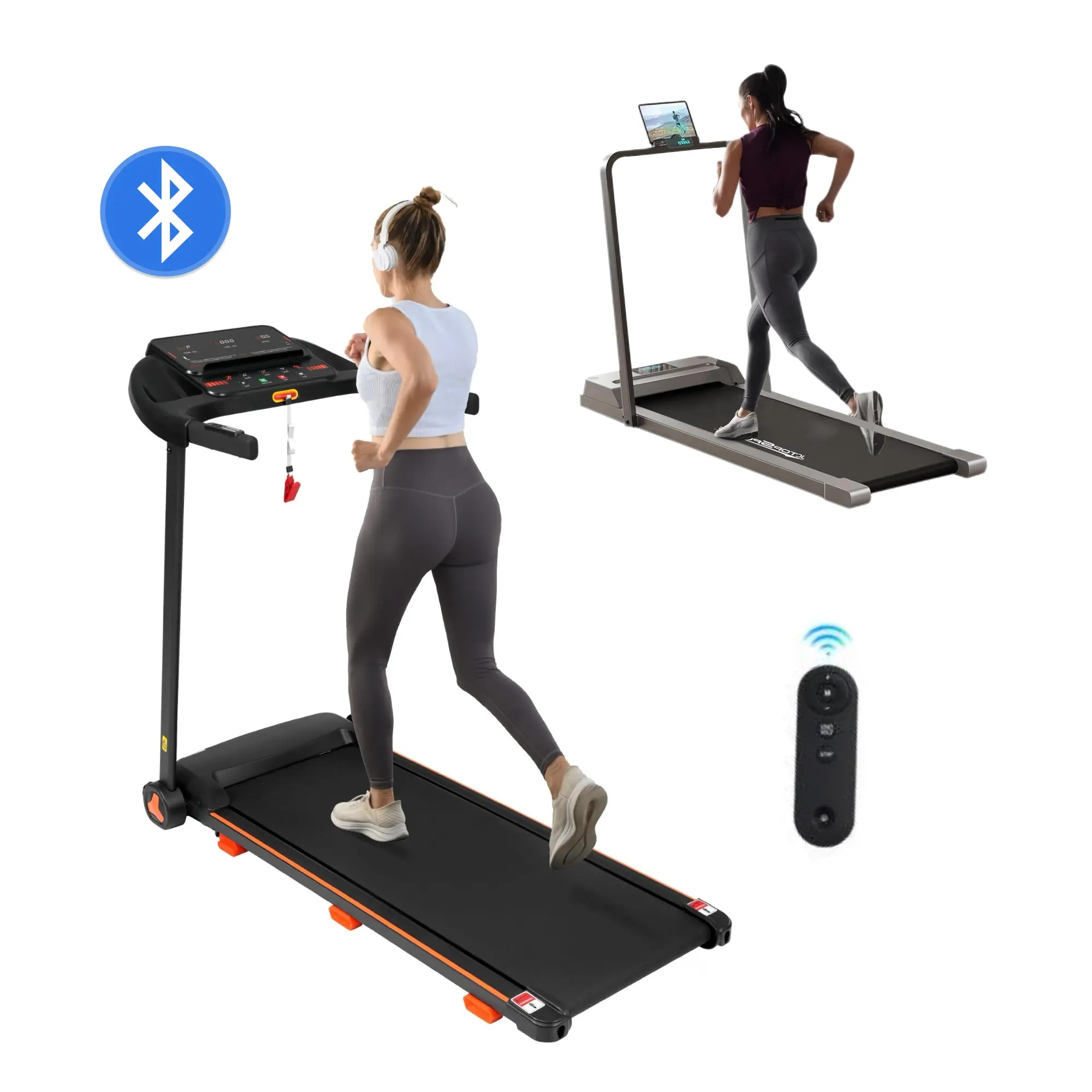 Home Treadmill 2.5HP with 5% Incline, USB Charger, Bluetooth Audio, and Heart Rate Monitoring