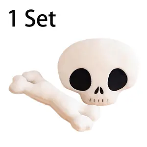 1 Set Halloween Skeleton Plush Doll Pillows, Ghost Plush Toy  Decoration Gift Cushion Set, Cute Halloween Decorations for Home & Office