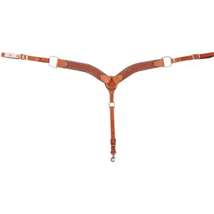 Cashel 2-Inch Chestnut Basket Tooled Leather Horse Breast Collar - 2-Inch Width Western Skirting Leather