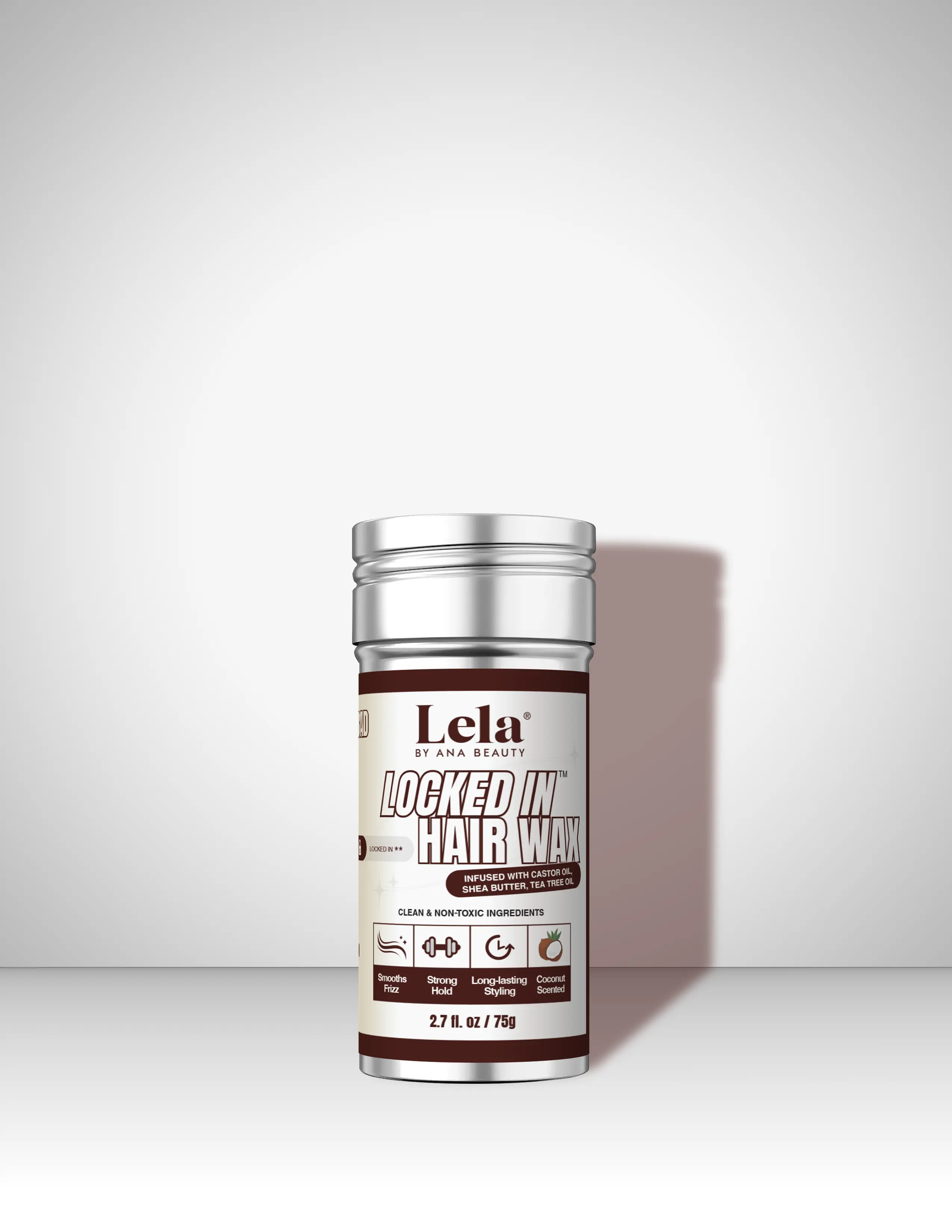Lela Beauty Locked In Hair Wax - Coconut Scented 2.7 fl oz / 75g for Sleek Styles & Smooth Edges with Castor Oil Shea Butter & Tea Tree Oil