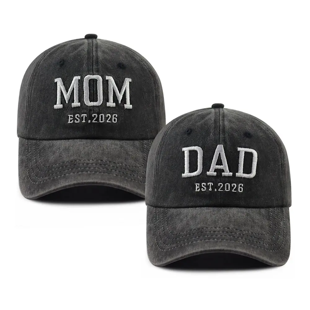 2PCS Adjustable Baseball Cap Set - New Parents' EST 2026 Mom & Dad Hats, Ideal for Father's Day, Pregnancy, Thanksgiving, Valentine's Day Gifting to Couples, Spouses Embroidered Hat Embroidered Trucker Hat
