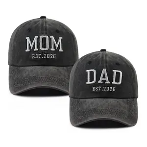New Parents Gifts for Couples, 2PCS Mom and Dad EST 2026 Hats, Papa Mama Baseball Cap, Mothers Fathers Day Birthday Gifts for New Dad Mom Husband Wife