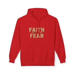 Men's Faith Over Fear Hoodie, Long Sleeve Biblical-Themed Graphic Pullover in a Casual Cotton Blend with Back Slogan, Longsleeves, Menswear