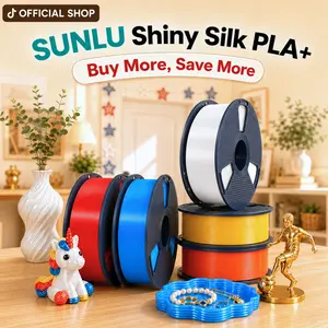 SUNLU Shiny SILK PLA+ 3D Printer Filament, 1KG 1.75mm Single Roll, No Post-Print Polishing, Flawless Finish 3D Printing Supply