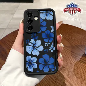 Case for Samsung S24 ultra plus S25 S23 S22 Ultra Plus Blue Theme Floral Advanced fashion gift Pocket-Friendly Shockproof Silicone Protective Softcase