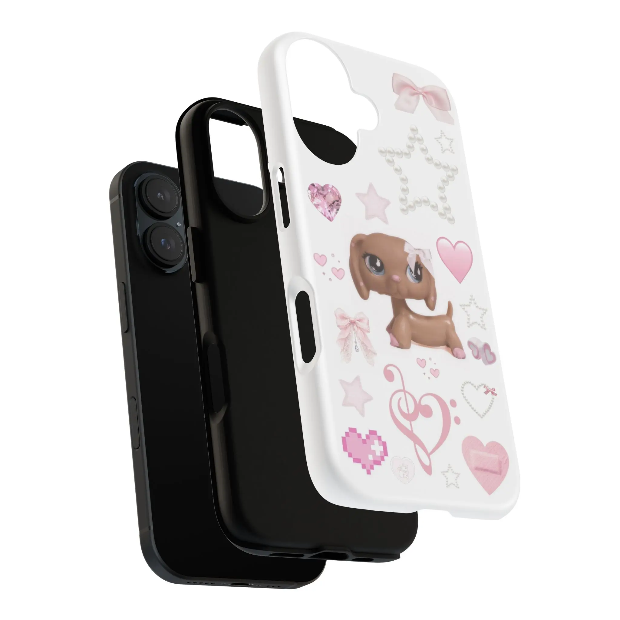 Dachshund Dog LPS x Coquette Phone Case | Pink Hearts Stars Bows iPhone Case