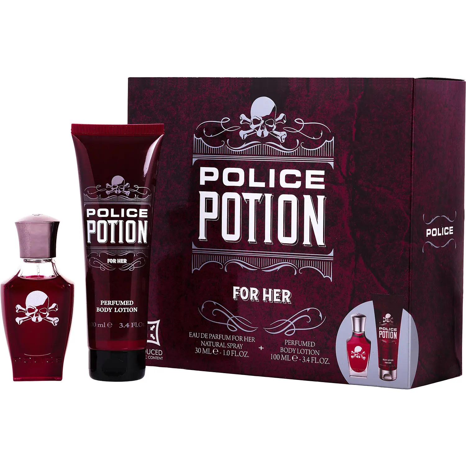 Police Potion Set-Eau De Parfum Spray 1 Oz & Body Lotion 3.4 Oz For Women