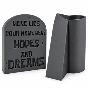 Personalized Tombstone Desk Sign, Funny Office Pencil Holder, Custom Name Gift for Coworker, 3D Printed Halloween Desk Decor, Goth Office Gift Decorative Plastic