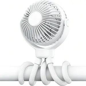 Mini trolley fan, 1800mAh oscillating mini portable fan, 3-speed battery-powered small handheld fan, flexible tripod-clamped fan, suitable for car seats and travel (pink, blue, black, white)