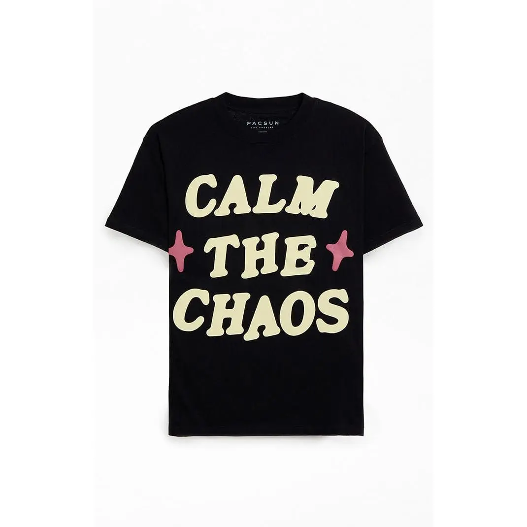 Pacsun Men's Calm The Chaos Boxy Puff Graphic T-Shirt