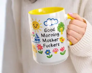 Good Morning Mother Fuckers Mug, Doodle Art Coffee Cup
