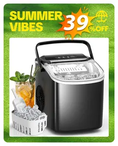 XBEAUTY Countertop Portable Icemaker - Self-Cleaning Ice Machine Maker, 26.5 lbs/24Hrs, 8 Cubes in 6 Mins, Includes Ice Basket & Scoop, Ideal for Home Kitchen & Camping
