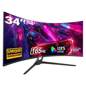 34 Inch Ultrawide Curved Gaming Monitor, 1500R PC Screen 165/180hz UWQHD 3440x1440, Curved Computer Screen with FreeSync,Multi-Directional Adjustable Base