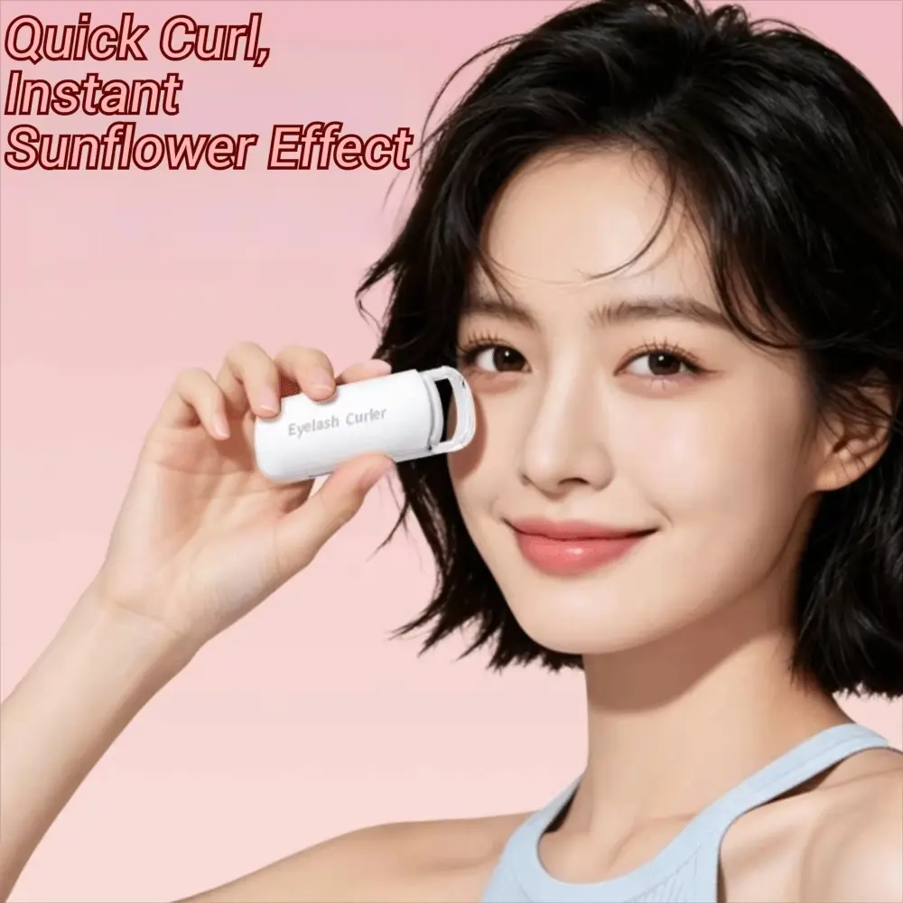 USB Rechargeable Thermal Eyelash Curler Thermo-Sensitive Silicone Pad Fast Lash Lifting Portable Electric Curler for Women Girls Home Travel Makeup Styling