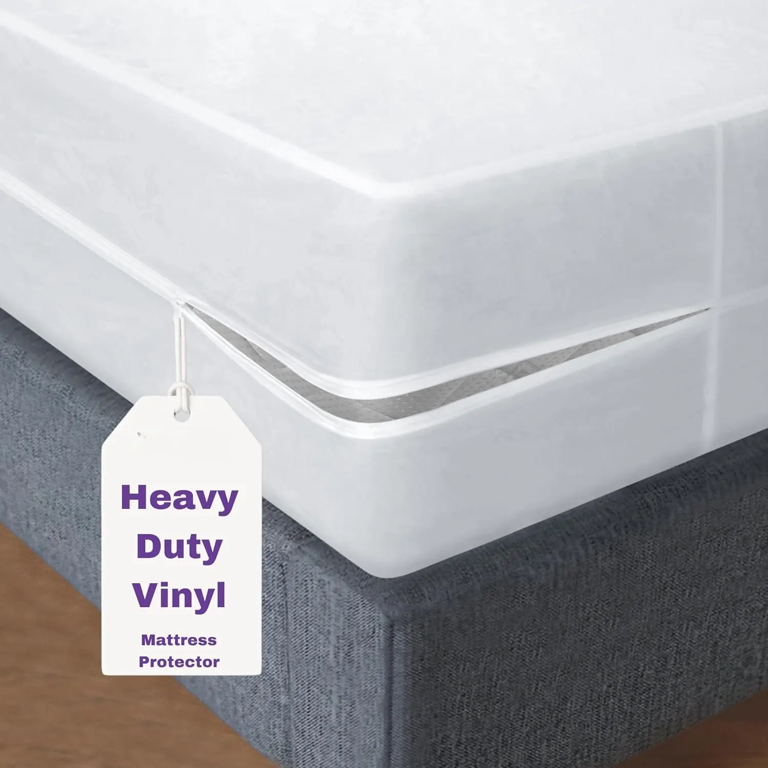 Plastic Mattress Protector Zippered ,  Vinyl Mattress Cover, Heavy Duty Noiseless Mattress Encasement