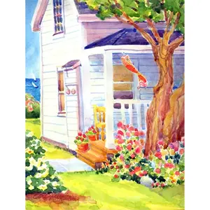 LAKE Heavyweight 28x40 in. Polyester Cottage Scene House Banner, Fade-Resistant Durable Home Decoration, Festive Party Backdrop for Lake Homes