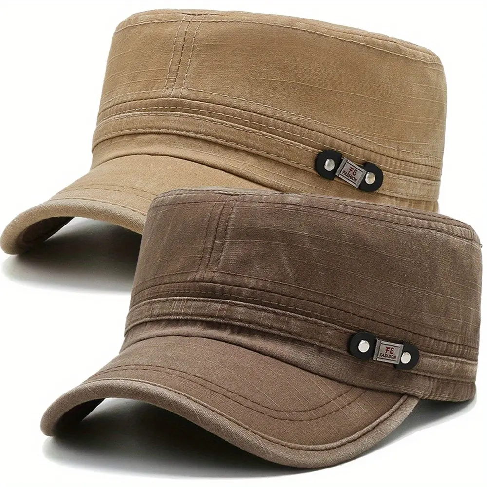 Two Men'S Outdoor Flat Caps, Spring And Autumn Baseball Hats, Casual Flat Caps, Duckbill Hats - Adjustable Trucker Hats
