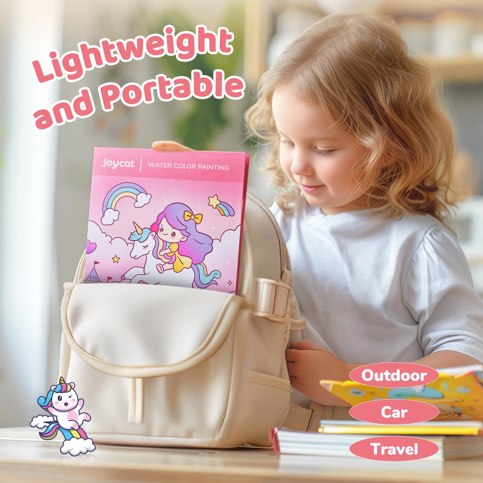 Watercolor Painting Sets for Kids Ages 3-5 4-8 Magical Pony Theme 3-in-1 Paint Brush Coloring Book Set for Boys Girls Educational Fun Toy Birthday Gift