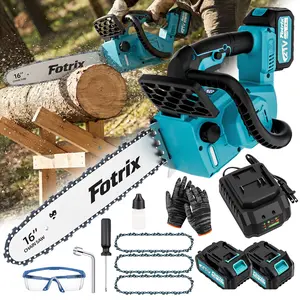 16-inch chainsaw, 2026 new model, cordless battery power. 	 Rechargeable lithium battery pack 21V 4Ah ×2, portable electric chainsaw for pruning trees; suitable for cutting trees and branches, pruning trees, and cutting in gardens, pastures, and forests;