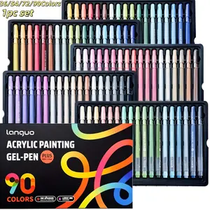 36/54/72/90 Color Languo Painting Gel Pen Gift Box Set Artist Bundle, Smooth 1.00mm Broad Tip, Rich Colors, Large Capacity Matte Ink Pens, Art Materials, Art Supplies