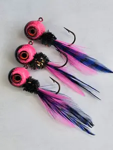 3-pack of 3/16 oz Fat head crappie jigs ( Sweet Tart )