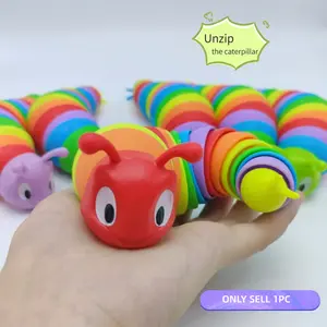Realistic snail head caterpillar stress relief toy, fun and realistic slug simulation, colorful rainbow stress relief caterpillar toy, suitable for children and adults, children's gift, holiday gift