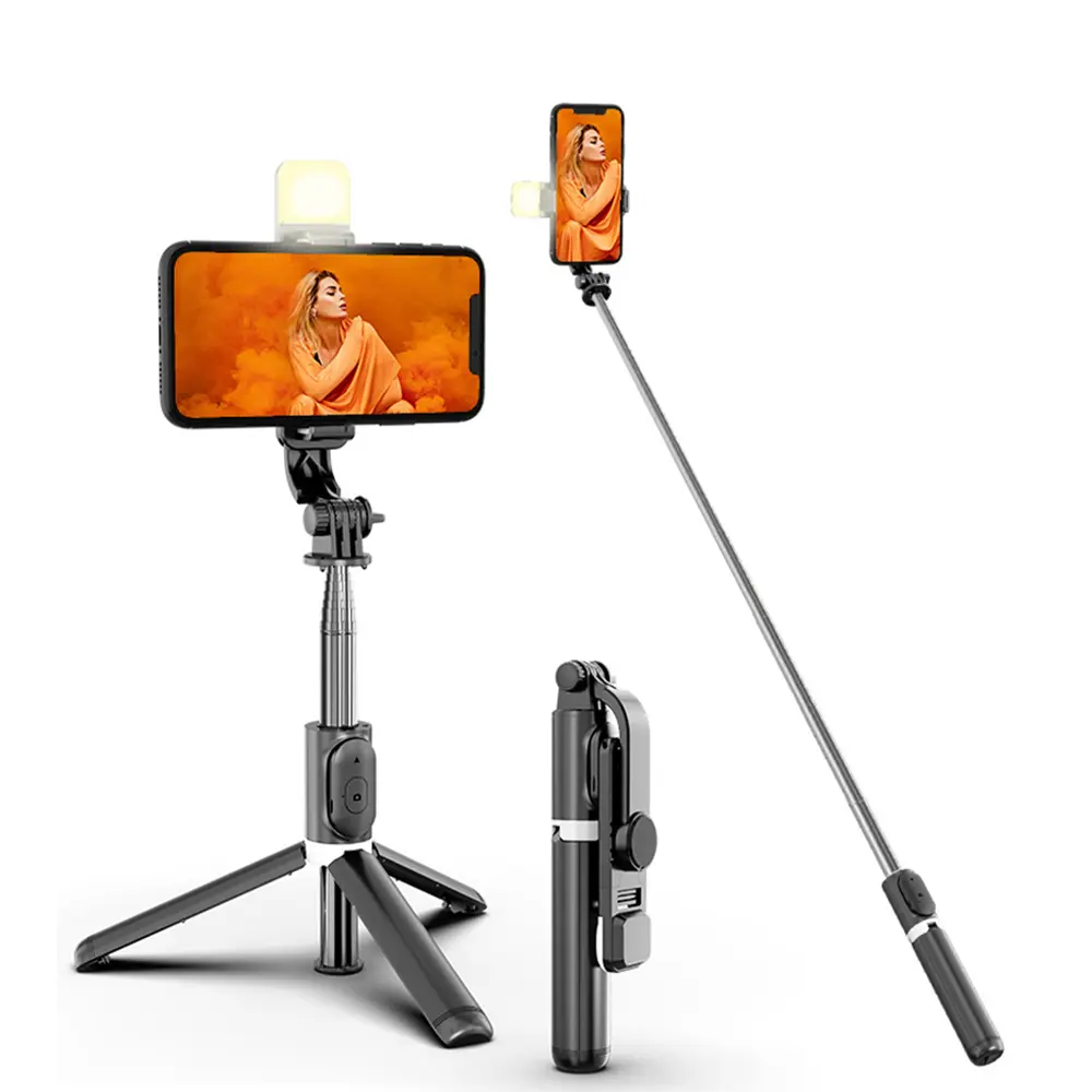 41-Inch Selfie Stick Tripod with Rechargeable Fill Light and Bluetooth Remote, Extendable Phone Tripod Stand, 3 Light Modes and 9 Brightness Levels for Vlogging, Live Streaming, iPhone & Android